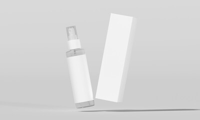 Fly Cosmetic Spray Bottle with Packaging Box on White Background