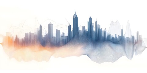 Fototapeta premium Abstract Representation of a Smart City with Intricate Designs and Modern Architecture Elements