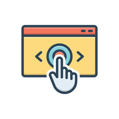 Color illustration icon for click