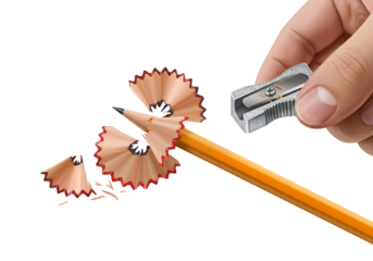 Sharpening a Pencil with a Pencil Sharpener isolated on white or transparent png background