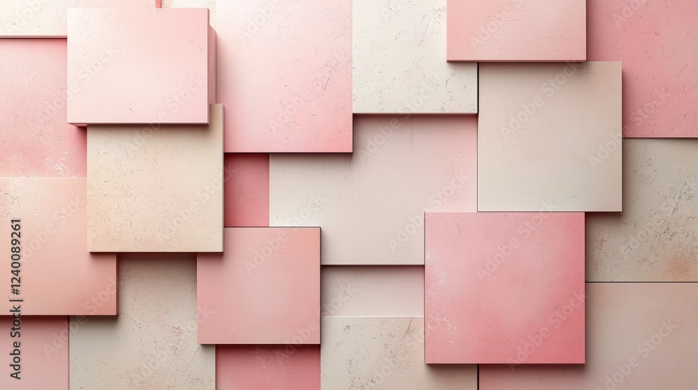 Poster abstract geometric composition with pink and soft peach patterns