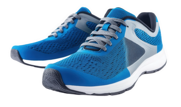 A pair of blue mesh shoes