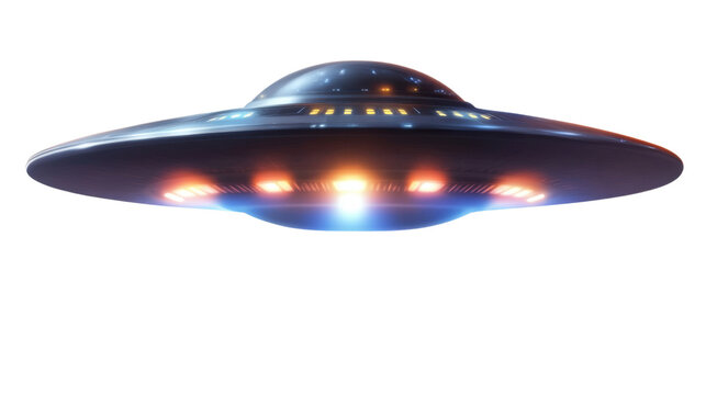 ufo in the night isolated on white background 