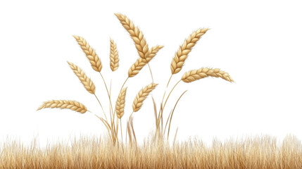 golden wheat field isolated on white background 
