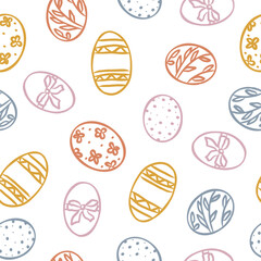 Hand drawn vintage easter eggs seamless pattern