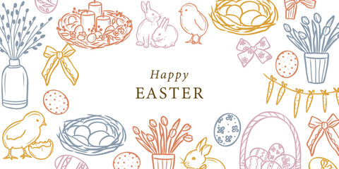 Hand drawn vintage easter background