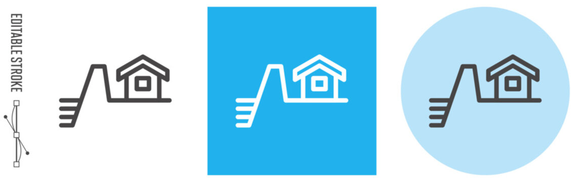 インフラ、堤防｜ライン・アイコン　[線の編集可能]