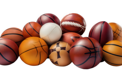 Various types of balls stacked together