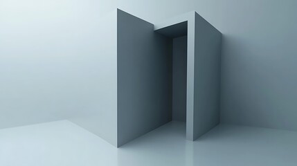 Abstract grey room, open doorway, design
