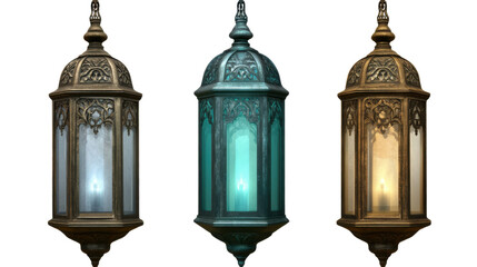 Fototapeta premium antique vintage lanterns Isolated on white background 