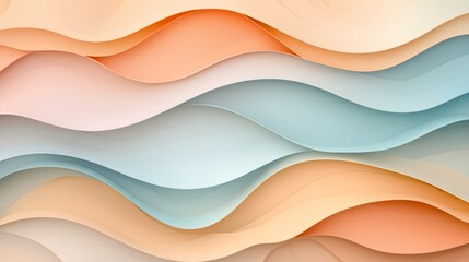 Abstract Wave Pattern in Soft Tones of Peach and Blue Gradients