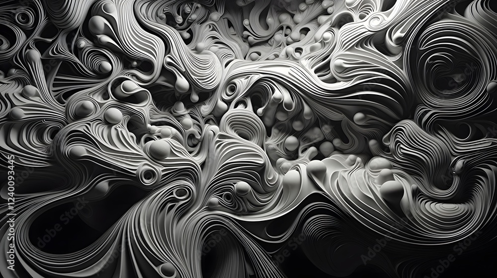 Poster captivating abstract depicting a chaotic swirling mental state represented through a mesmerizing pat