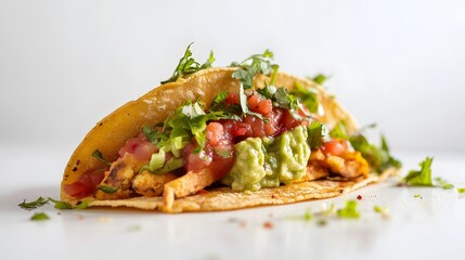 Delicious Taco With Guacamole Salsa And Cilantro