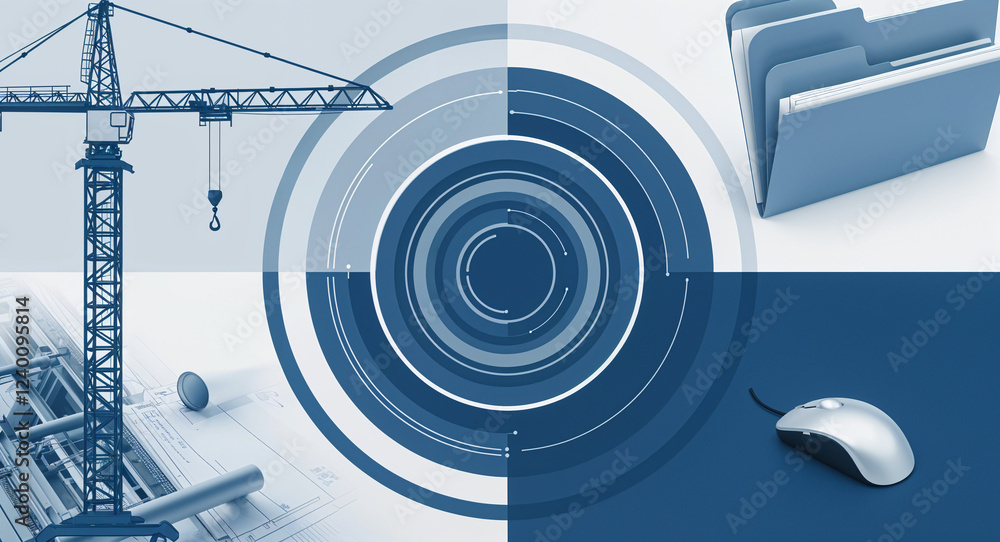 Poster abstract construction site background with geometric lines and elements . generative ai