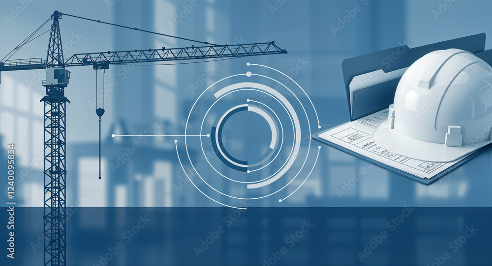 Poster abstract construction site background with geometric lines and elements . generative ai