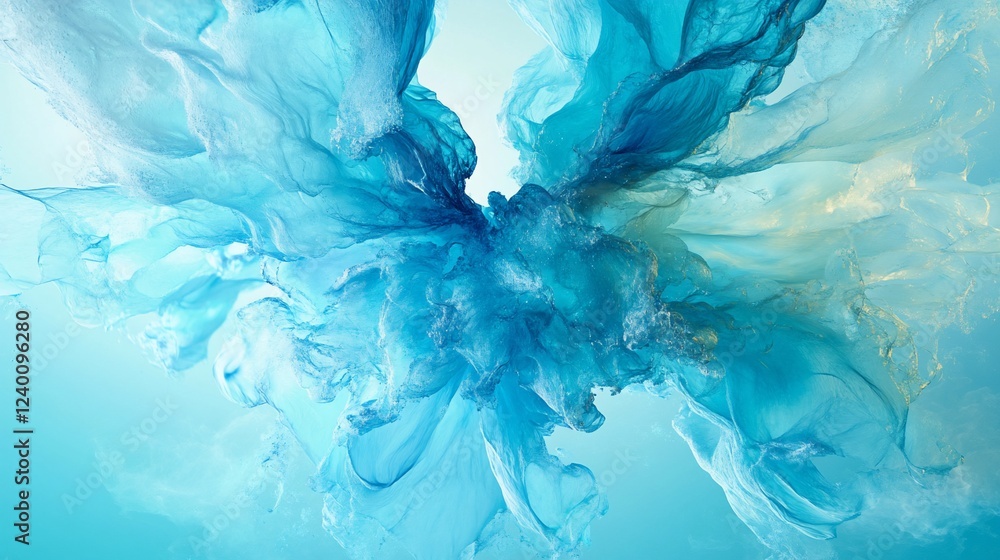 Aufkleber abstract blue flowing shapes create a dynamic and textured visual experience of underwater world