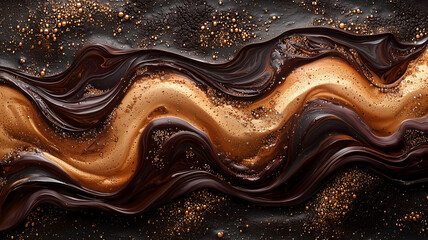 Fluid Abstract Composition in Warm Mocha Mousse Tones