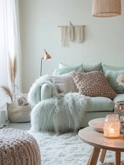 Cozy Living Room Interior Design With Soft Textures