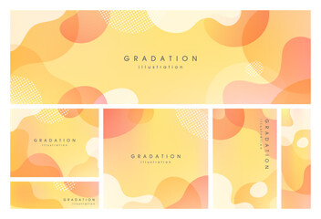 グラデーションと曲線のテンプレートセット_オレンジと黄色