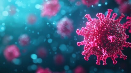 Covid-19 virus close-up under microscope scientific illustration dark background high-detail pandemic awareness