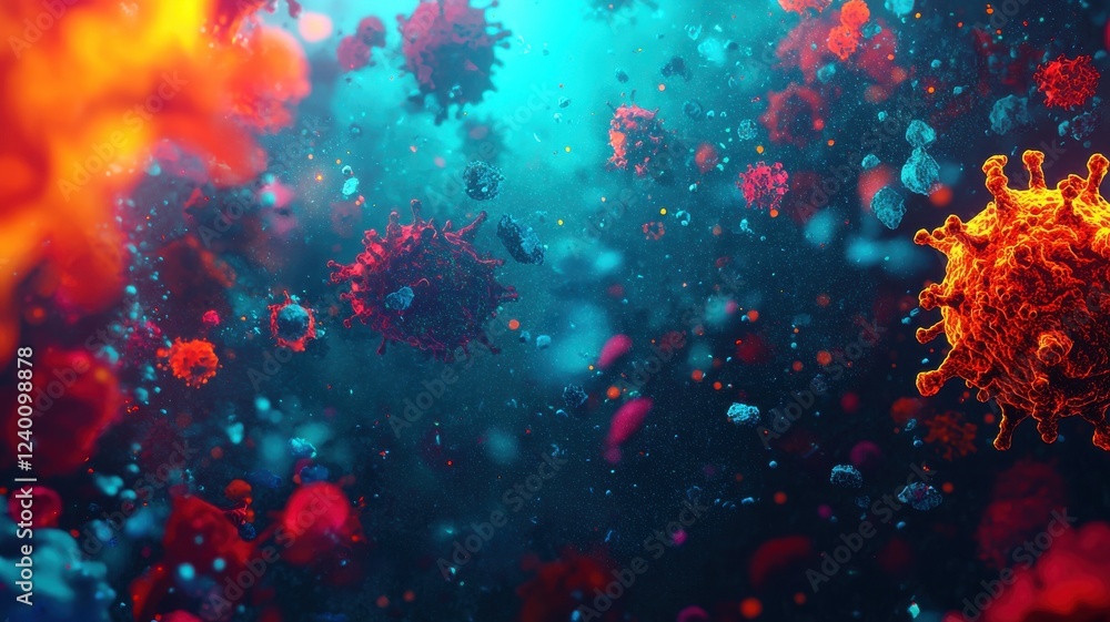 Aufkleber exploring virus particles microscope lab scientific visualization digital environment close-up micro