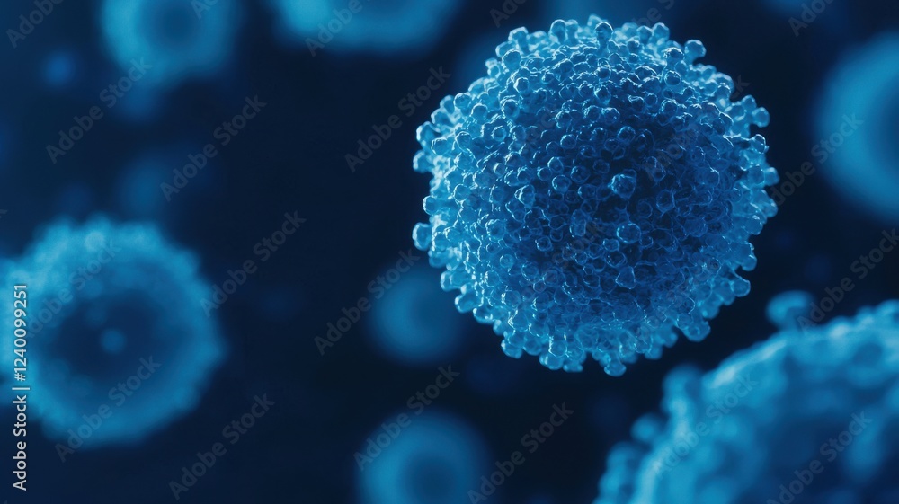 Poster exploring viral structures and behavior in microbiology laboratory scientific imagery dark field cel