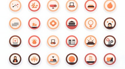 Comprehensive set of editable icons featuring a clean minimalist flat design aesthetic  These versatile icons can be utilized across various digital interfaces websites and applications