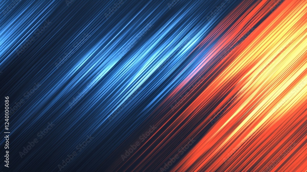 Poster dynamic abstract background with diagonal lines of blue and orange creating a vibrant contrast