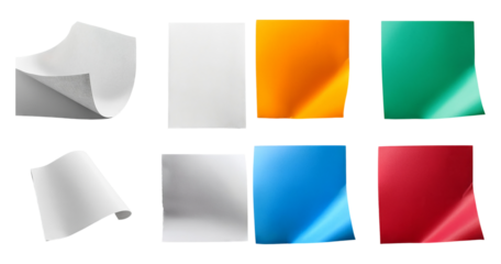 Set of Colorful Textured Papers for Creative Backgrounds and Designs, isolated on transparent background