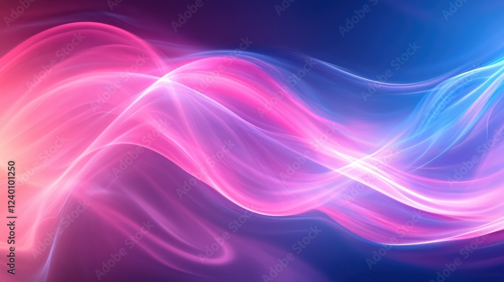 Poster abstract flowing wave of light with pink and blue colors creating a dynamic and modern feel