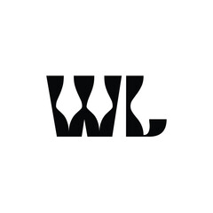 WL monogram logo design letter text name symbol monochrome logotype alphabet character simple logo