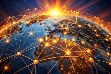 A globe with a network of lines connecting it