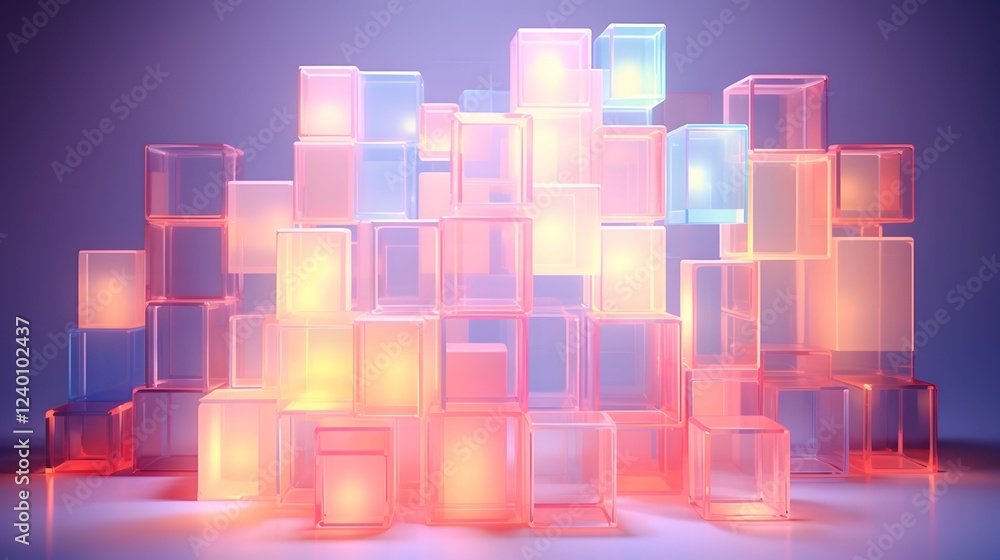 Fototapete beautifully rendered 3d abstract shapes with soft lighting and vibrant gradient color accents creati