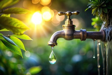 A faucet with a drop of water on it