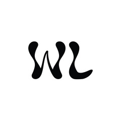 WL monogram logo design letter text name symbol monochrome logotype alphabet character simple logo