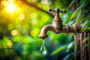 A faucet with a drop of water on it