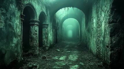Naklejka premium Overgrown ruins reveal the mystery of a lost civilization deep in the jungle under a canopy of trees