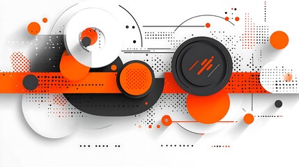 Obraz premium Abstract orange tech circles design