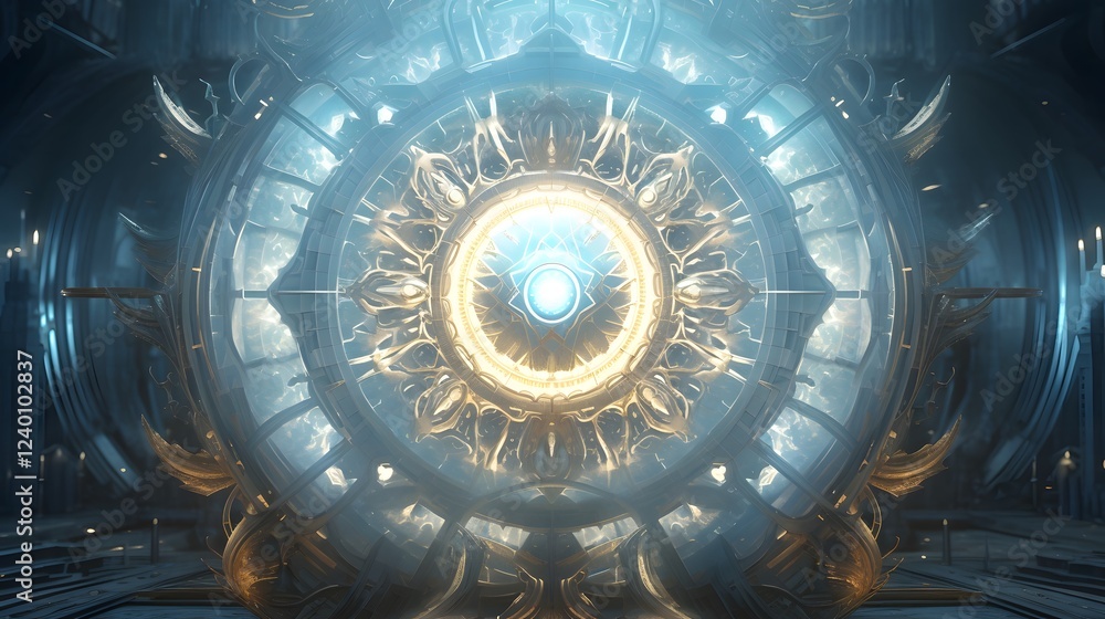 Poster mesmerizing metallic abstraction glowing geometric designs with captivating textures this digital ar