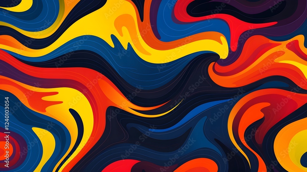 Poster elegant and vibrant abstract pattern with flowing organic shapes harmonious color contrasts and a se