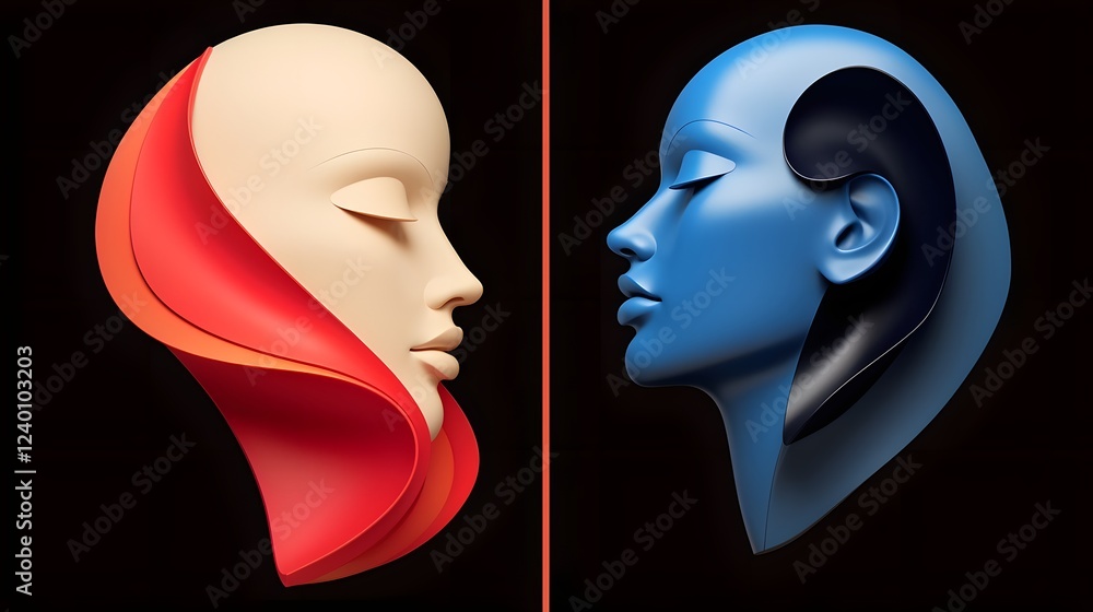 Poster stunning 3d abstract compositions featuring glossy sculptural shapes in a vibrant gradient of vivid 