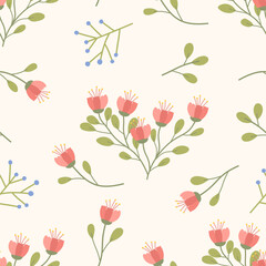 Flower seamless pattern design with beautiful flower and leaves. Flower art. floral and leaf pattern design for fabric, cotton, wallpaper, satin, gift wrap, carpet, background.	