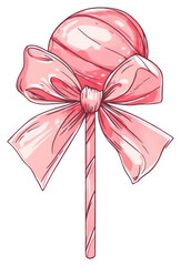 Fototapeta premium PNG Cotton candy tied with big ribbon illustration sweets pink.