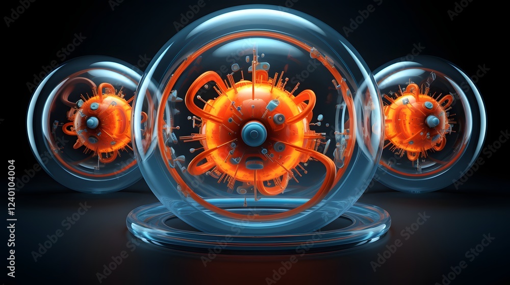 Poster mesmerizing glowing 3d spheres with vibrant abstract details and patterns captivating digital artwor