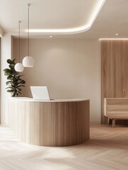 Modern Minimalist Reception Desk Wooden Design