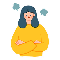腕組みをして怒っている女性のイラスト