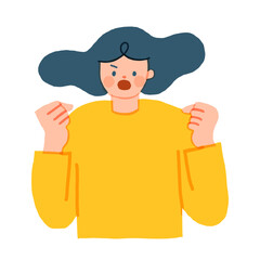  髪を逆立てて激怒する女性のイラスト