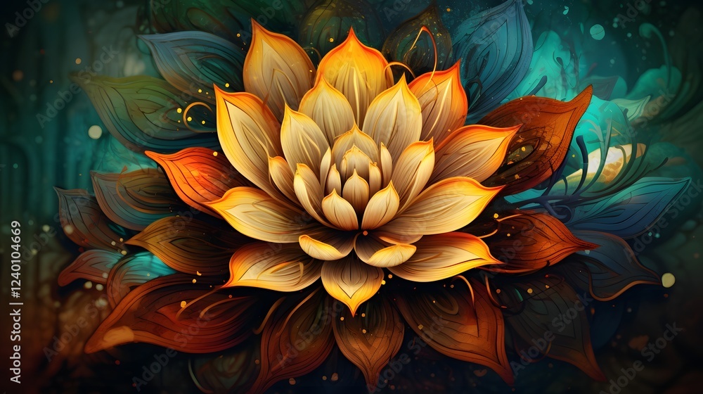 Poster mesmerizing glowing geometric abstract backgrounds with intricate digital patterns and vibrant lumin