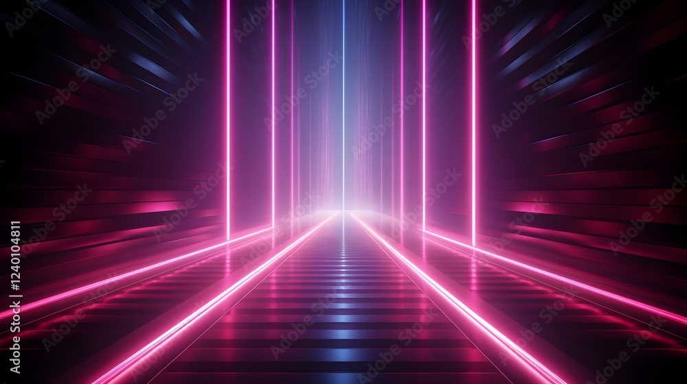 Poster stunning minimalist futuristic graphics featuring glowing neon lines sleek geometric shapes and vibr