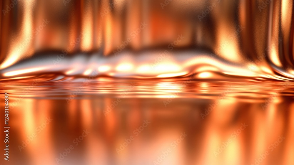 Poster abstract copper colored liquid surface with soft flowing fabric like background texture